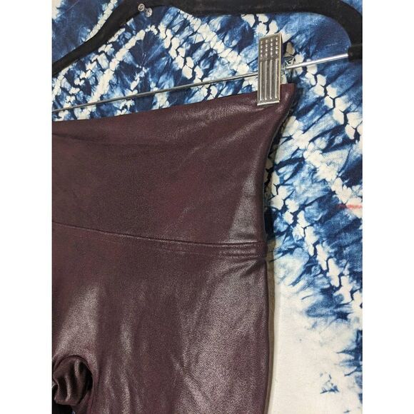 SPANX Faux Leather Leggings Wine Medium - Picture 3 of 8